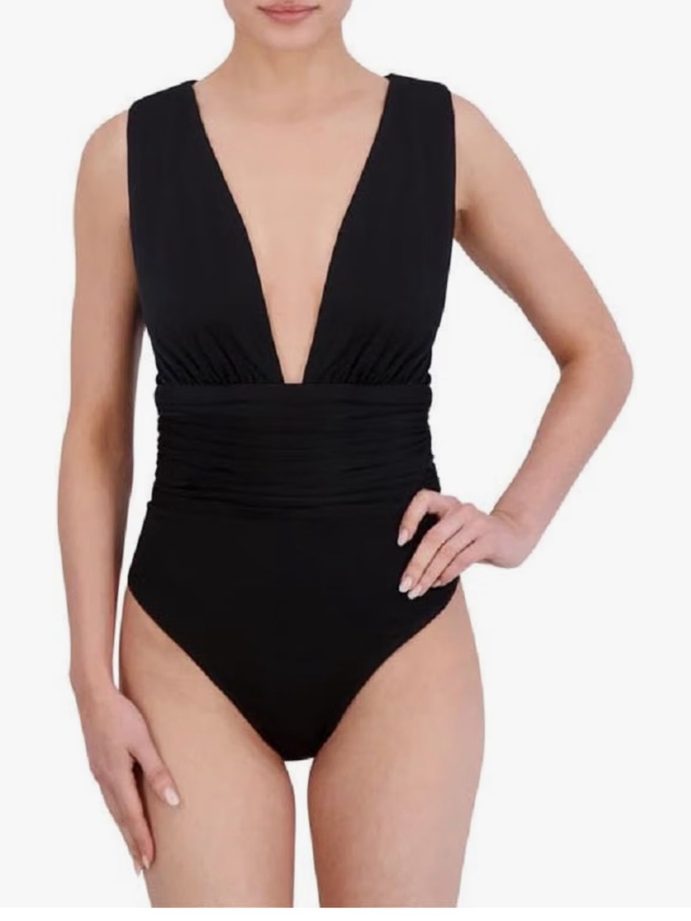 Classic Black Plunge One-Piece Swimsuit - Women Swim
